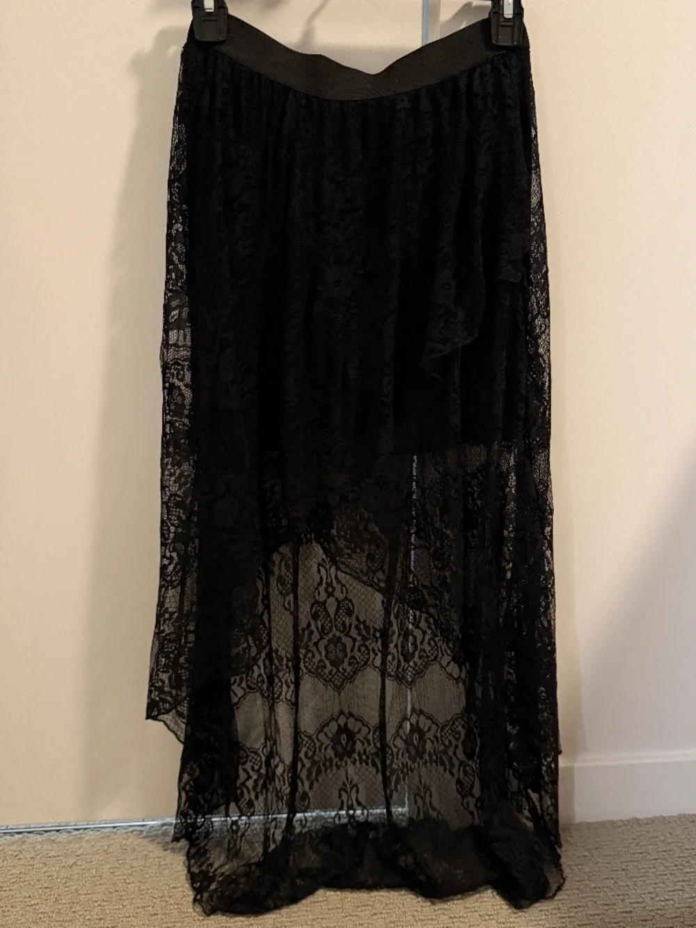 CECICO Black Lace High-Low Maxi Skirt Size Small Gothic Boho - Picture 2 of 5